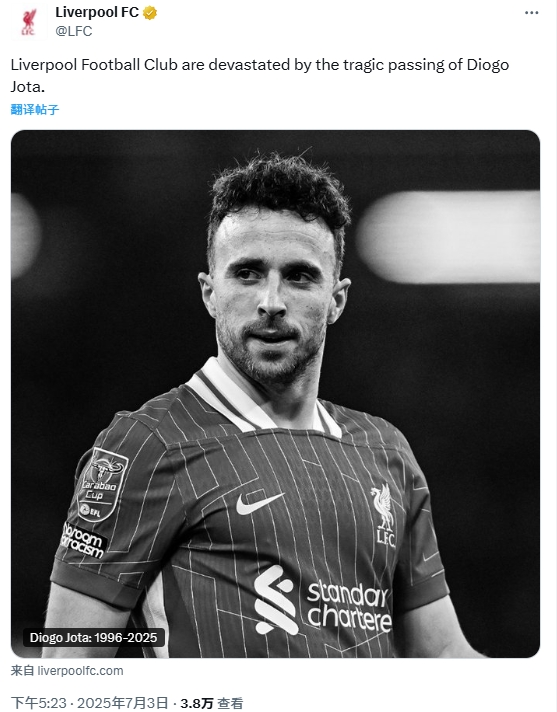 战胜伤情却被命运无常击倒：28岁的若塔，绿茵场上的一颗耀眼流星